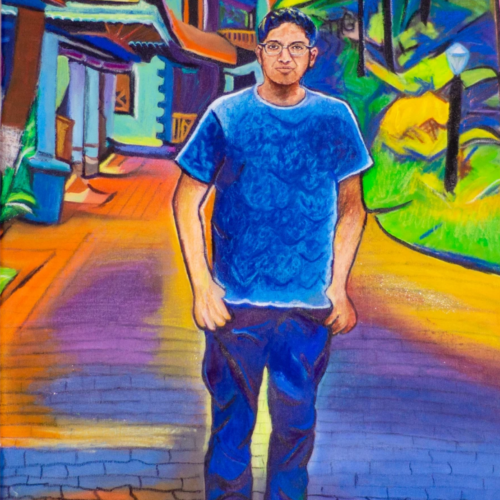 A portrait of a Aparna's son Ayan standing tall.