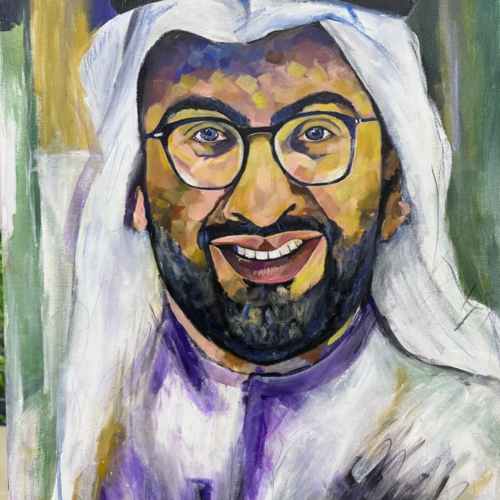 A portrait of a smiling Khalid Faud Kanoo