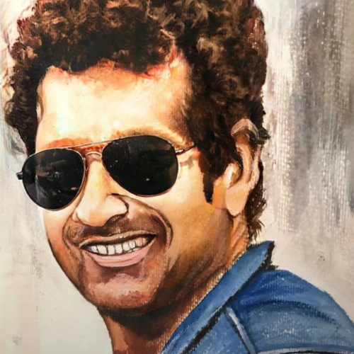 Portrait of Sachin Tendulkar by Aparna Shere