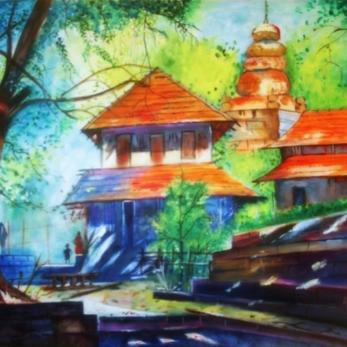 Scarlet Dwellings - Painting by Aparna Shere