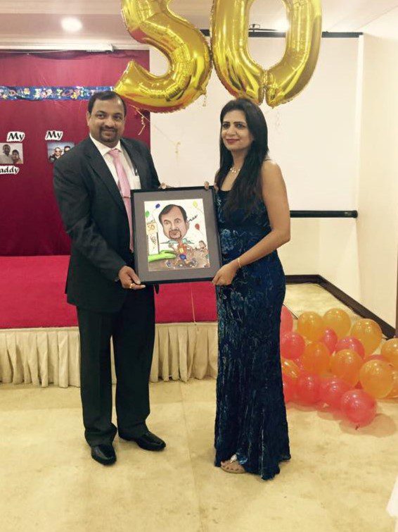 Artist Aparna Shere with Caricature